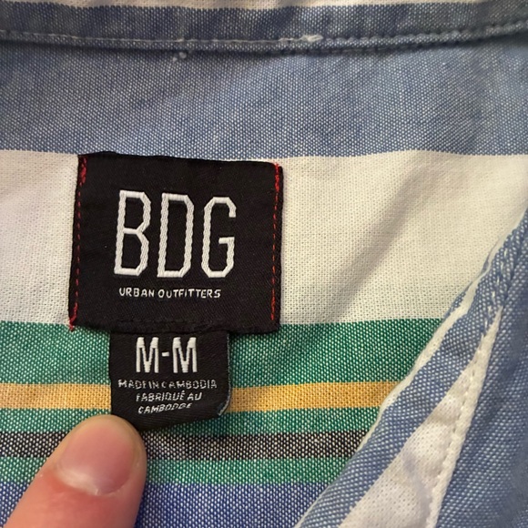 BDG Women's  Multicolor Striped Cropped Button Down Shirt Size Medium - Picture 5 of 7